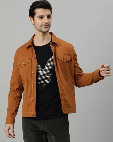 Spread Collar Jacket with Flap Pockets