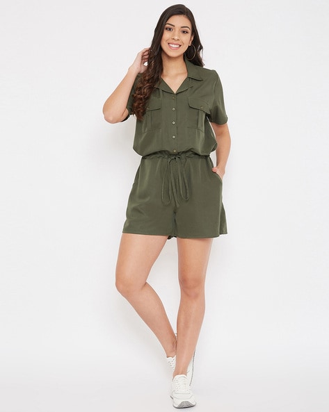 Lulus Play Date Olive Green Short buying Sleeve Romper Women's Large Jumper Playsuit L