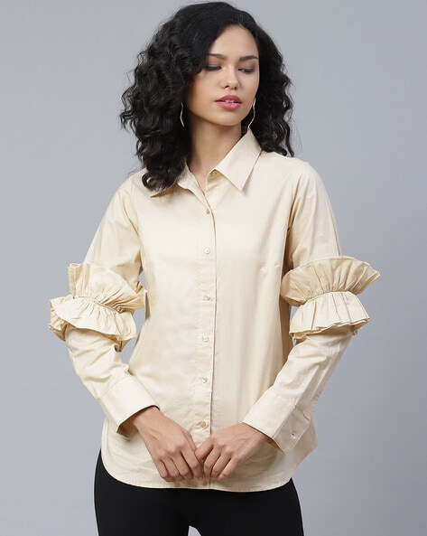 Shirt with Ruffle Trims