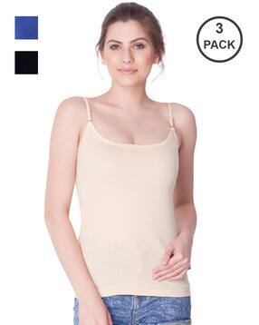 dollar Pack of 3 Solid Scoop-Neck Camisole-picture-38