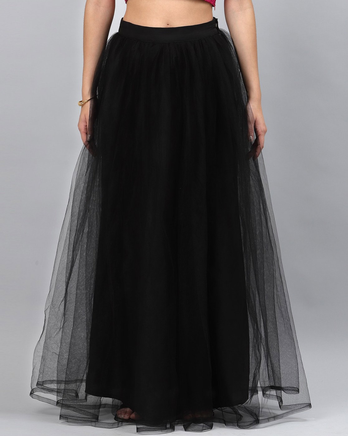 Black net maxi skirt best sale