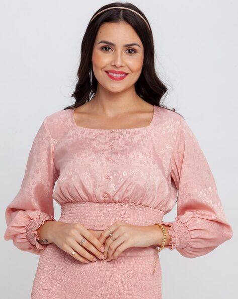 Zink London Square Neck Top with Smoked Waist