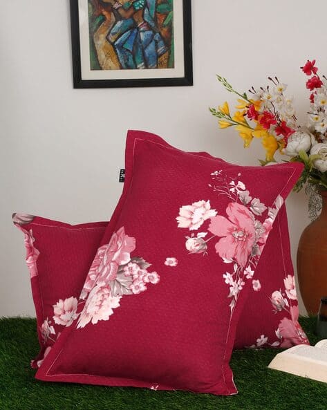 Floral Red Outdoor Pillow Covers Set Of Floral Print Pillow Covers