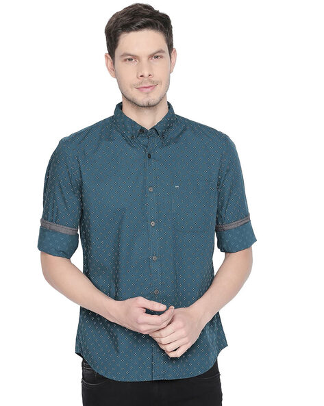 Basics Micro Print Slim Fit Shirt