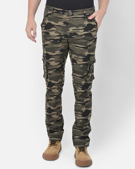 Camouflage Print Slim Fit Cargo Pants