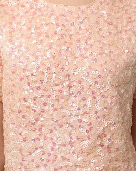 peach sequin top