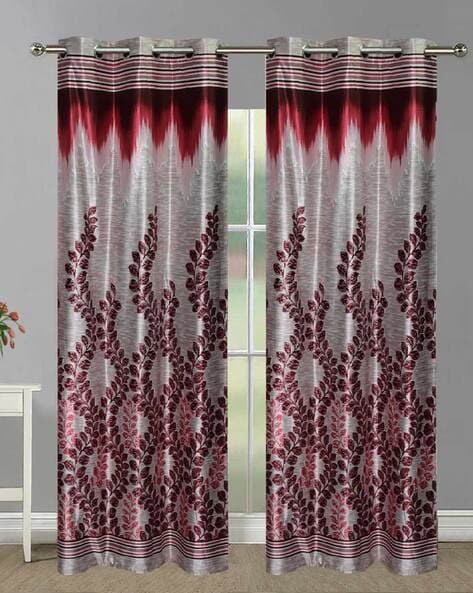 Set of 2 Leaf Print Window Curtains