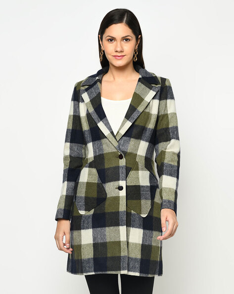 Owncraft Checked Peacoat with Patch Pockets