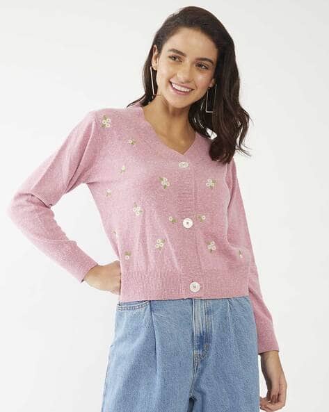 Zink London Floral Pattern Button-Down Pullover