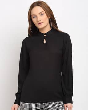 Woven Top with Cuffed Sleeves-image-36