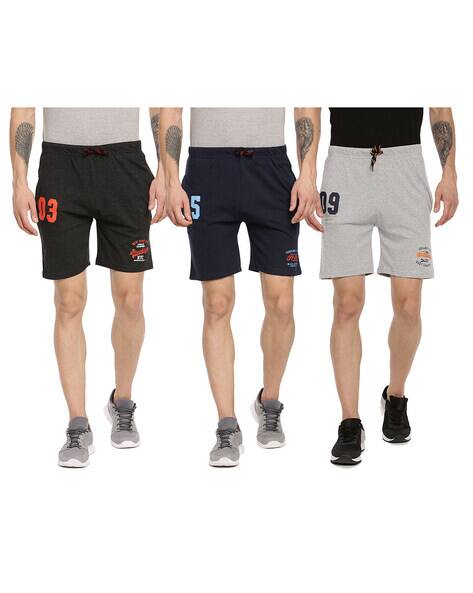 Ardeur Pack of 3 Numeric Print Flat Front Shorts