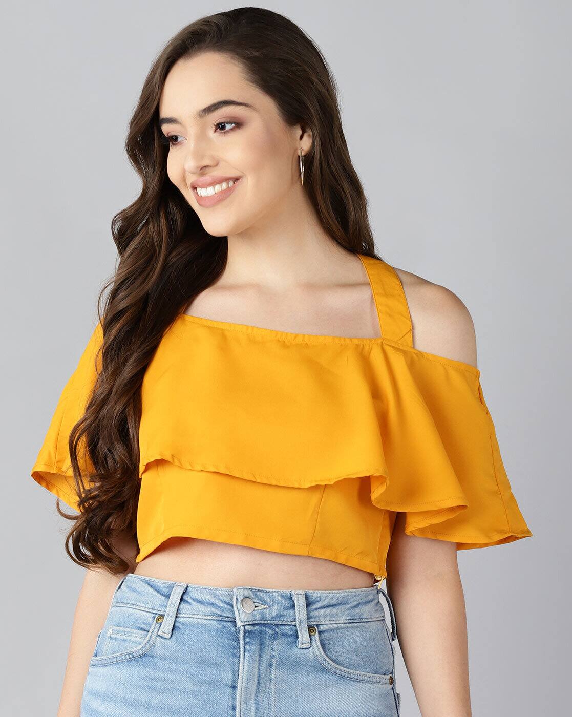 Buy Znx Clothing Off-Shoulder Crop Top Online | Ajio.com