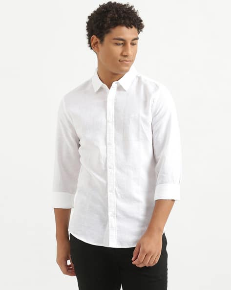 Brand Logo Shirt with Spread Collar