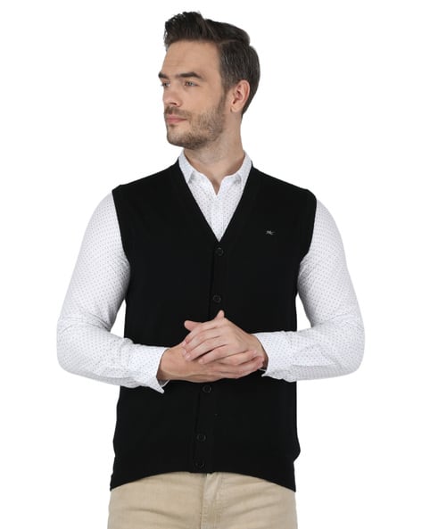 Sleeveless Cardigan with Button Closure