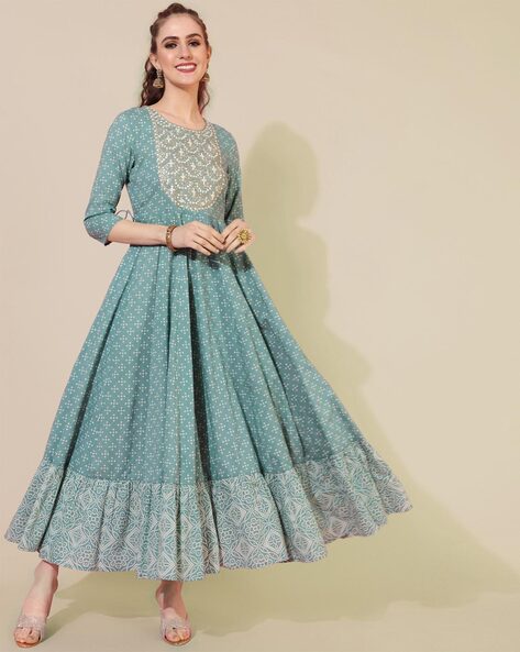 Sea Green Kurtas for Women by GULMOHAR JAIPUR Online | Ajio.com