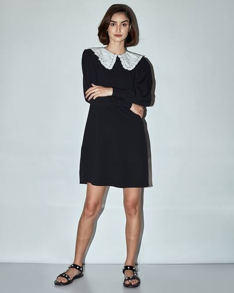Buy Cover Story A-line Dress with Contrast Pe... Online | Ajio.com