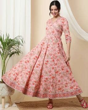 gulmohar jaipur Women Floral Print Angrakha Kurta-picture-24