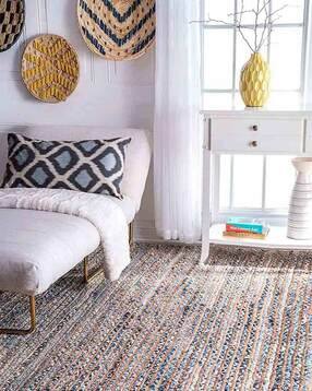 habere india Textured Anti-Skid Jute Carpet 4" x 6"-picture-48