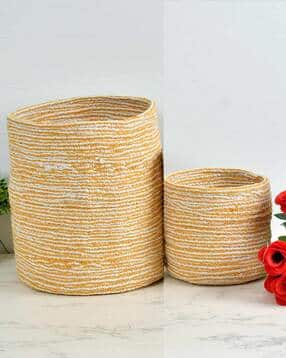 lavichitra Set of 2 Braided Cotton Planter Baskets-picture-33