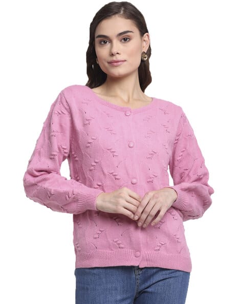 Knitted Cardigan with Ribbed Hem