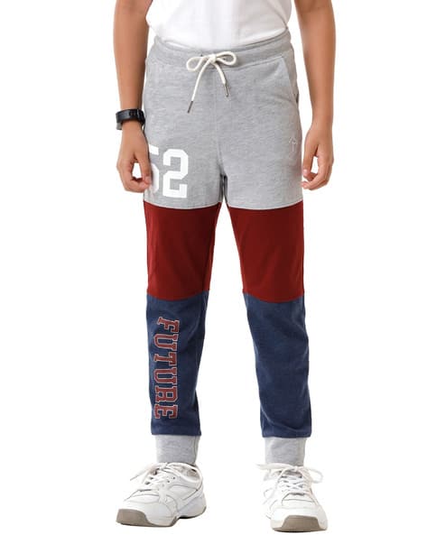 Colour-block Track Pants with Elasticated Waist