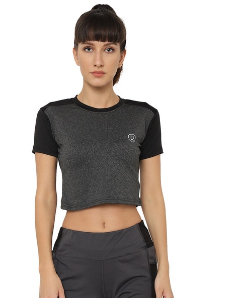 Chkokko Colourblock Round-Neck Crop Top