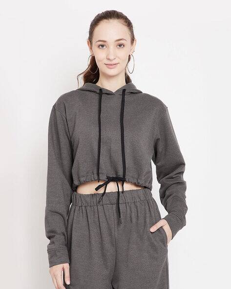 Cropped Hoodie with Drawstring