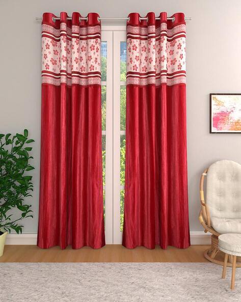 Romee Set of 2 Floral Print Long Door Curtains