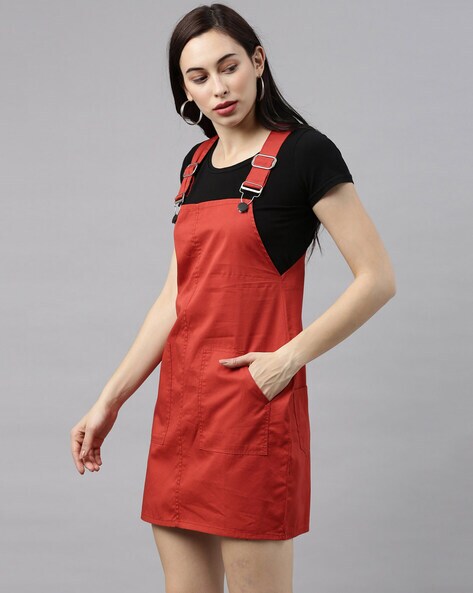 Dungaree dress red hotsell