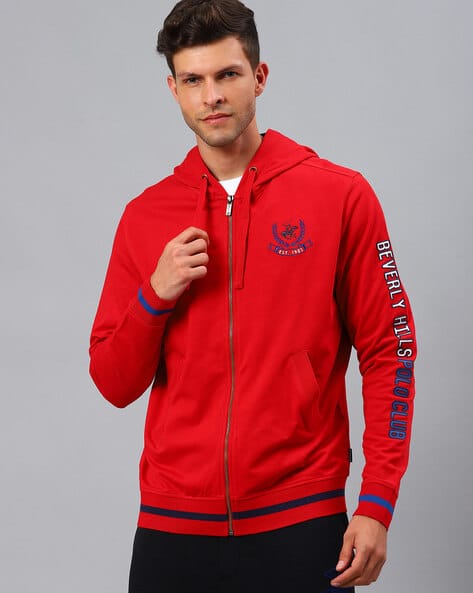 Typographic Print Zip-Front Hoodie