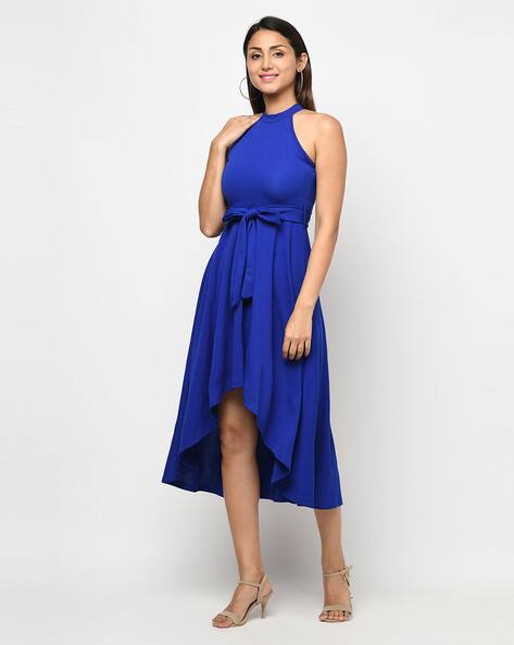 Sleeveless Fit Flare Dress with Tie-Up