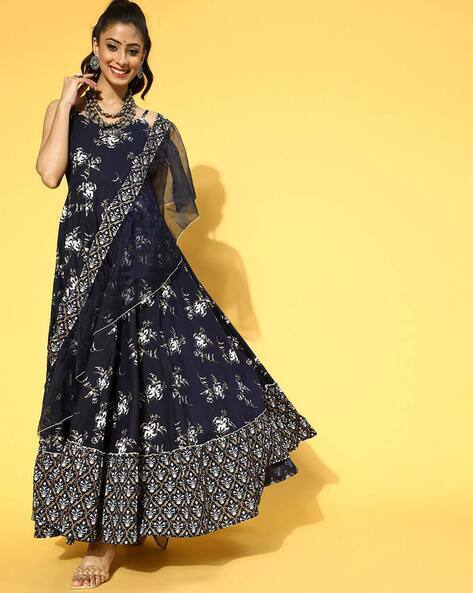 YUFTA Floral Print Gown Dress