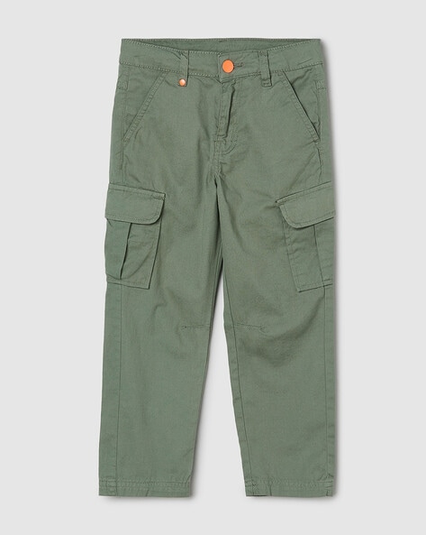 Straight Fit Cargo Pants with Flap Pockets