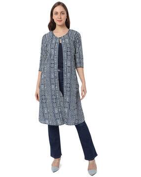 smarty pants Geometric Print Long Shrug-picture-11