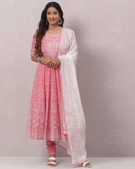 Biba pink anarkali suit hotsell