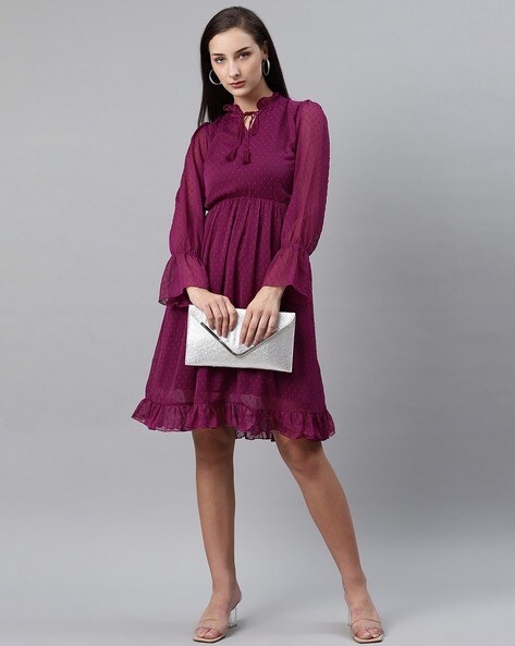 Full sleeve knee length dress best sale