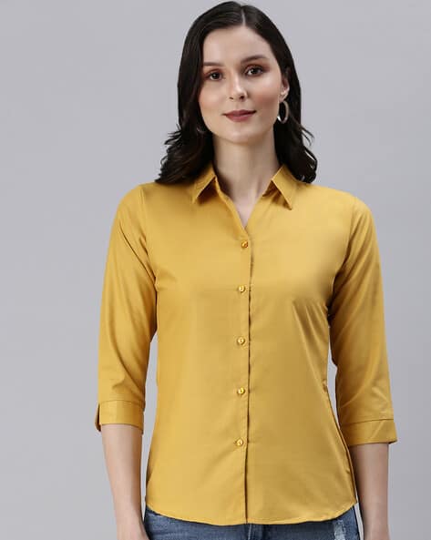 Buy Mustard Yellow Shirts for Women by SHOWOFF Online