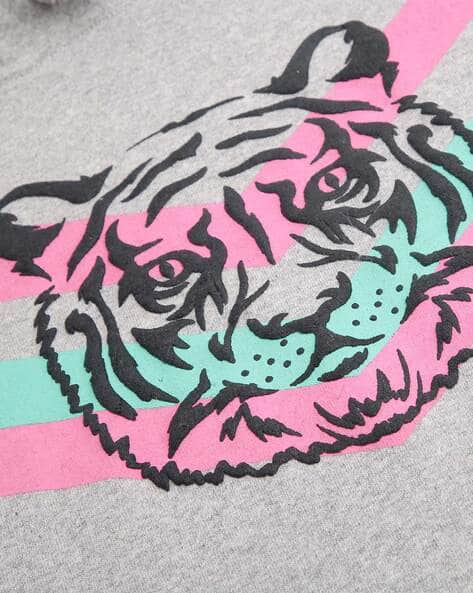 With Green Tiger Print Green And Pink Sweatshirt Buy Grey