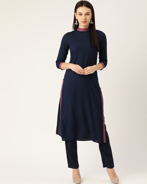 High Neck Straight Kurta Set