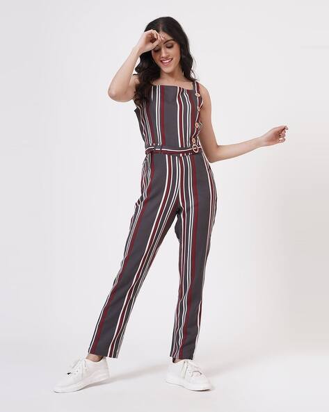 Striped Sleeveless Jumpsuit