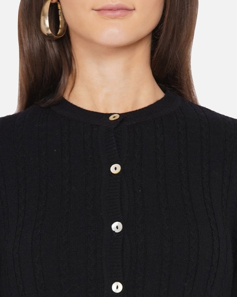 360 Cashmere Carissa Women's Black 1/2 Button Front Henley Sweater Small sale