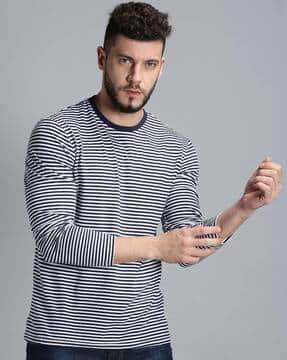 striped full sleeve t shirt for men