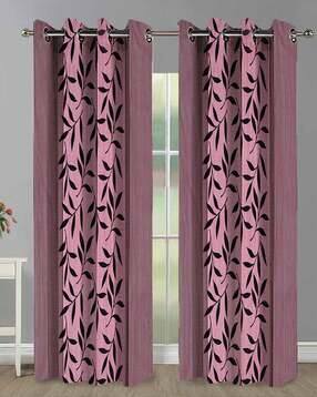 Set of 2 Leaf Print Window Curtains