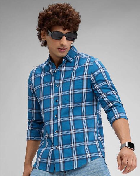 Men Checked Slim Fit Shirt