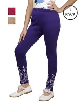 indiweaves Girls Pack of 3 Leggings with Elasticated Waist-picture-27
