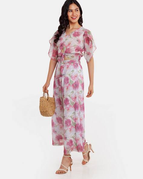 Zink London Floral Print Flared Trousers