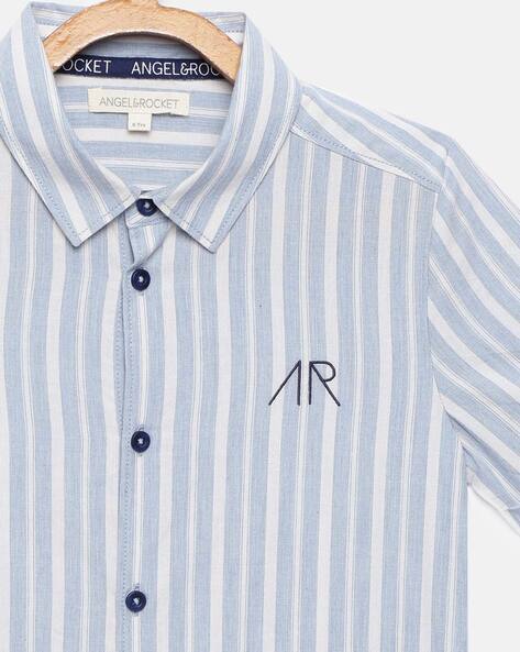 ANGEL BOY NAVY PINSTRIPE SHIRT S Angel & Rocket Kids Navy
