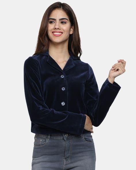 Velvet Jacket with Button Closure - Main Image