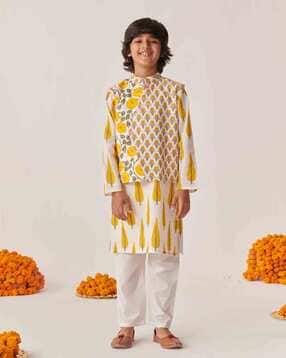 Boys Printed Kurta Pyjamas Set-image-31
