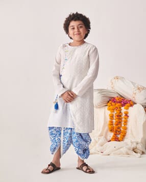 Boys Embroidered Kurta Dhotis Set-image-34